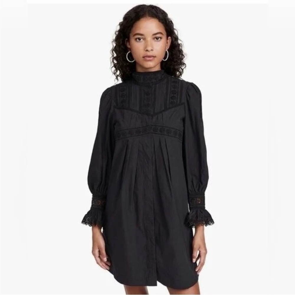 Rebecca Taylor Applique Lace  Poplin Dress Size 4 NEW